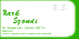 mark szondi business card